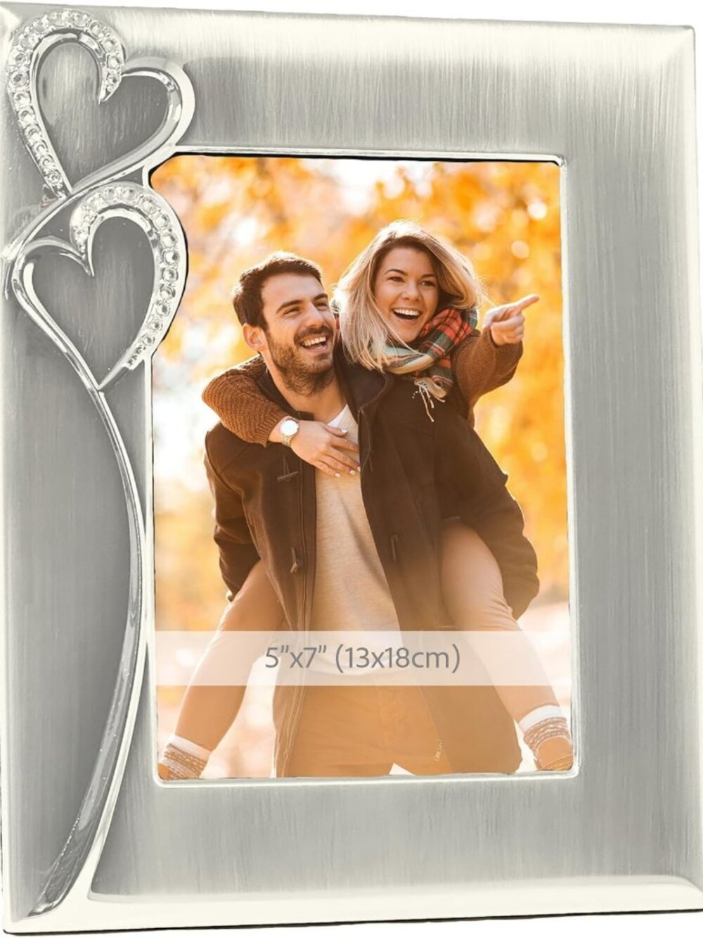 Silver Picture Frame 5x7 with Hearts – Thoughtful Gift Idea for Weddings